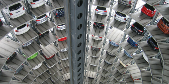 Cars stacked up in a multi storey car park